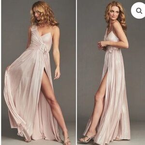 Retrofete Natalie Baby Blush Pink Metallic Gown NWT